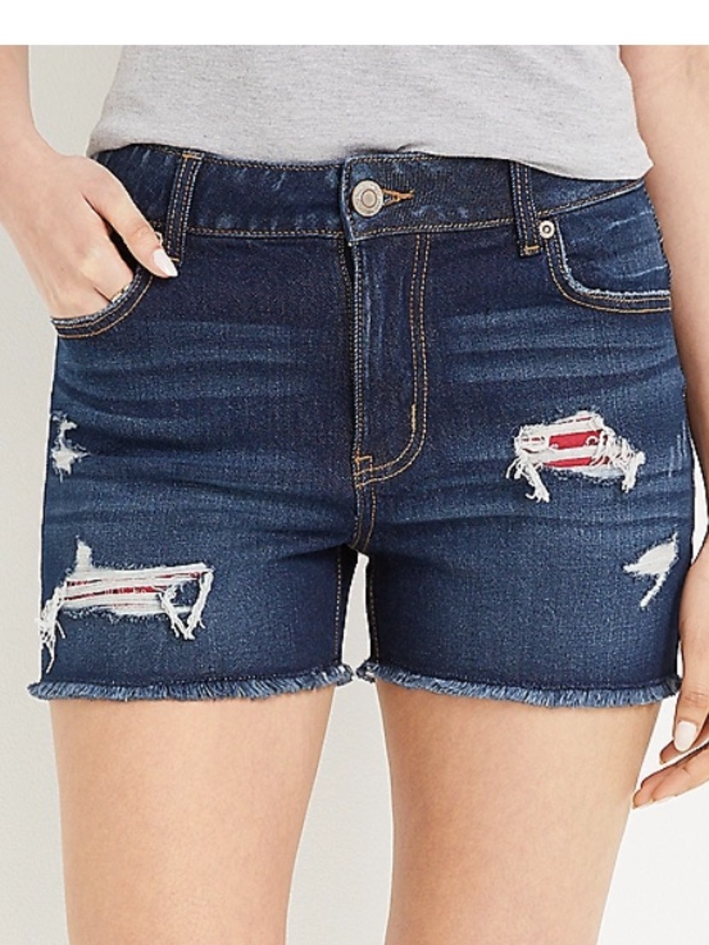 M Jeans By Maurices™ Distressed Bandana-Backed Denim Shorts Women’s Size 12